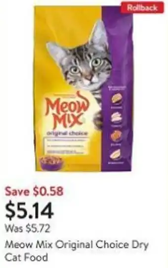 Walmart Meow Mix Original Choice Dry Cat Food offer