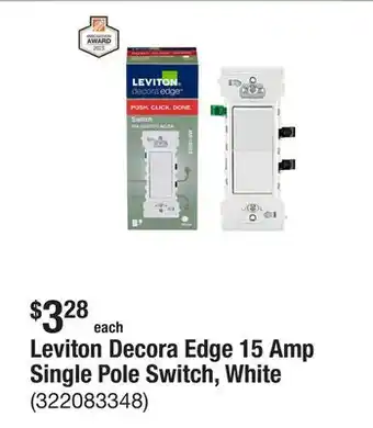 The Home Depot Leviton Decora Edge 15 Amp Single Pole Switch, White offer