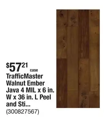 The Home Depot TrafficMaster Walnut Ember Java 4 MIL x 6 in. W x 36 in. L Peel and Stick Water Resistant Luxury Vinyl Plank Flooring (36 sqf offer