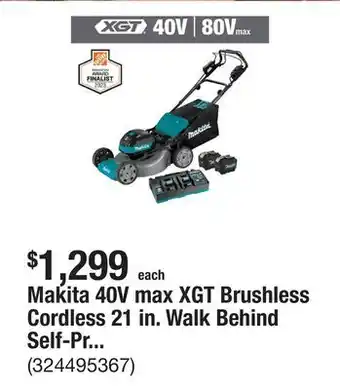 Makita 40V max XGT Brushless Cordless 21 in. Walk Behind Self-Propelled Commercial Lawn Mower Kit (8.0Ah)