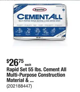 The Home Depot Rapid Set 55 lbs. Cement All Multi-Purpose Construction Material & Non-Shrink Grout offer