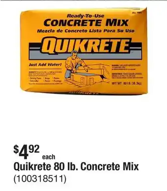 The Home Depot Quikrete 80 lb. Concrete Mix offer