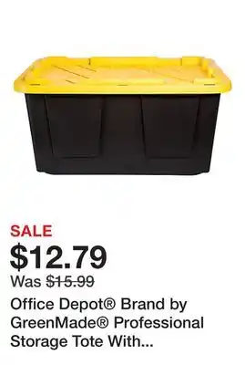 Office Depot Office Depot Brand by GreenMade Professional Storage Tote With Handles/Snap Lid, 27 Gallon, 30-1/10 x 20-1/4 x 14-3/4, Black/ offer