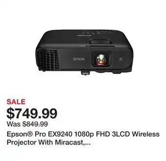 Office Depot Epson Pro EX9240 1080p FHD 3LCD Wireless Projector With Miracast, V11H978020 offer