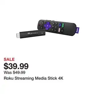 Office Depot Roku Streaming Media Stick 4K offer