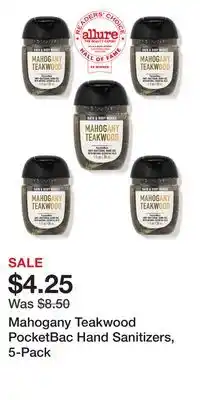 Bath & Body Works Mahogany Teakwood PocketBac Hand Sanitizers, 5-Pack offer