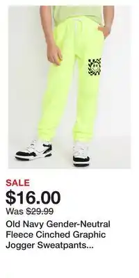 Old Navy Old Navy Gender-Neutral Fleece Cinched Graphic Jogger Sweatpants for Kids offer