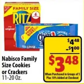 Mac's Market Nabisco Family Size Cookies or Crackers 11-20 Oz. offer