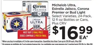 Food 4 Less Michelob Ultra, Estrella Jalisco, Corona Premier or Bud Light offer