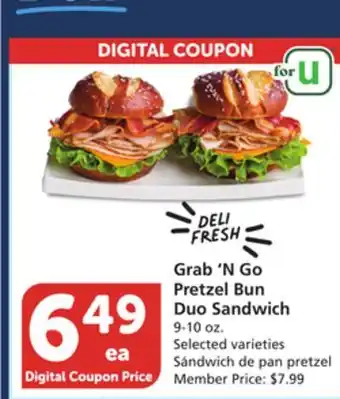 Albertsons Grab 'N Go Pretzel Bun Duo Sandwich offer