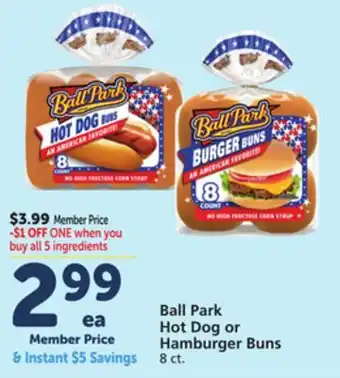 Vons Ball Park Hot Dog or Hamburger Buns offer