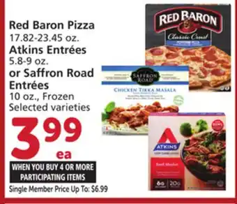 Vons Red Baron Pizza 17.82-23.45 oz. Atkins Entrées 5.8-9 oz. or Saffron Road Entrées 10 oz. Frozen offer