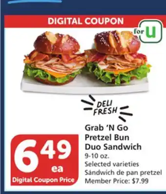 Vons Grab'N Go Pretzel Bun Duo Sandwich offer
