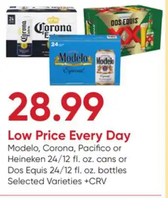 Stater Bros Modelo, Corona, Pacifico or Heineken 24/12 fl. oz. cans or Dos Equis 24/12 fl. oz. bottles offer