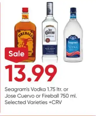 Stater Bros Seagram's Vodka 1.75 ltr. or Jose Cuervo or Fireball 750 ml offer