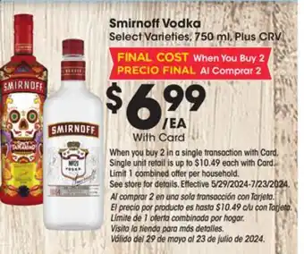 Ralphs Smirnoff Vodka offer