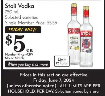 Pavilions Stoli Vodka offer