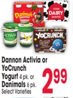 Jewel-Osco Dannon Activia or YoCrunch Yogurt 4 pk. or Danimals 6 pk offer