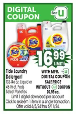 Jewel-Osco Tide Laundry Detergent offer