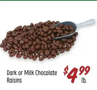 Sprouts Farmers Market Dark or Milk Chocolate Raisins offer