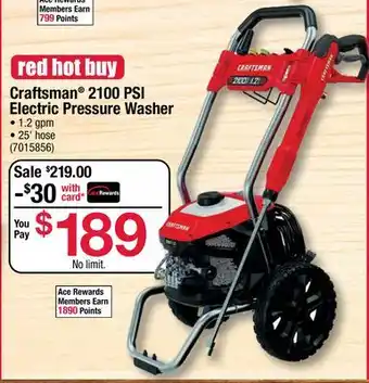 Ace Hardware Craftsman 2100 PSI Electric Pressure Washer offer