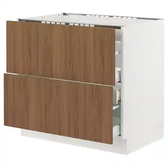 Ikea Sektion / maximera Base cab f cktp/2 fronts/3 drawers, white/tistorp brown walnut effect, 36x24x30 offer