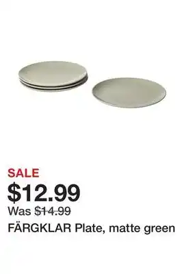 Ikea FÄRGKLAR Plate, matte green offer