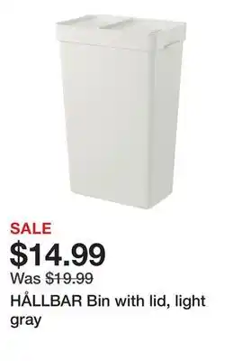 Ikea HÅLLBAR Bin with lid, light gray offer