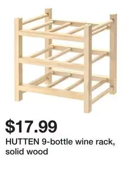 Ikea HUTTEN 9-bottle wine rack, solid wood offer