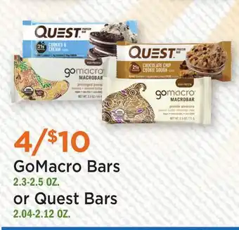 Heinen's GoMacro Bars 2.3-2.5 OZ. or Quest Bars 2.04-2.12 OZ offer