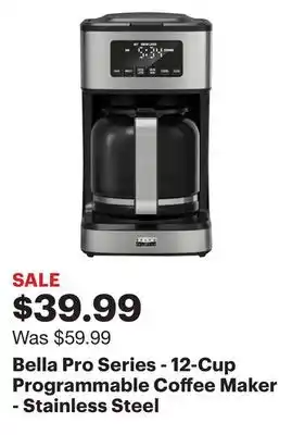 Best Buy Bella Pro Series - 12-Cup Programmable Coffee Maker - Stainless Steel offer