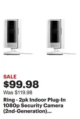 Best Buy Ring - 2pk Indoor Plug-In 1080p Security Camera (2nd-Generation) with Privacy Cover - White offer