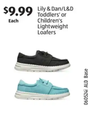 Aldi Lily & Dan/L&D Toddlers' or Children's Lightweight Loafers offer