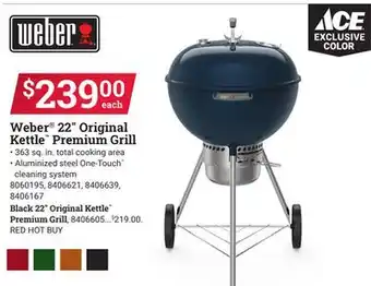 Ace Hardware Weber 22 Original Kettle Premium Grill offer