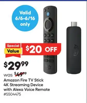 Lowe's Fire TV Stick 4K Streaming Device with Alexa Voice Remote offer