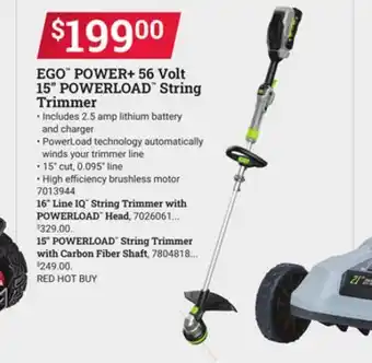 Ace Hardware EGO POWER + 56 Volt 15 POWERLOAD String Trimmer offer