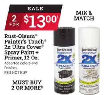 Ace Hardware Rust-Oleum Painter's Touch 2x Ultra Cover Spray Paint + Primer, 12 Oz offer