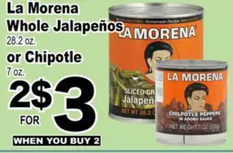 Superior Grocers La Morena Whole Jalapeños 28.2 oz. or Chipotle 7 oz offer