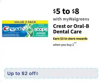 Walgreens Crest or Oral-B Dental Care offer