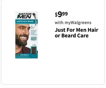 Walgreens Just For Men Hair or Beard Care offer