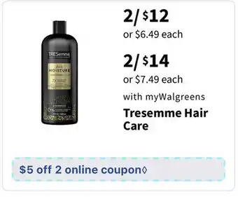 Walgreens Tresemme Hair Care offer