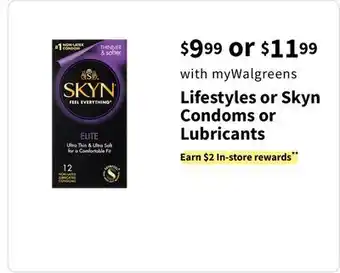 Walgreens Lifestyles or Skyn Condoms or Lubricants offer