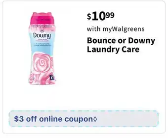 Walgreens Bounce or Downy Laundry Care offer