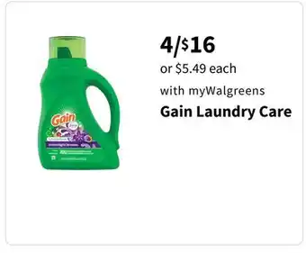 Walgreens Gain Laundry Care offer