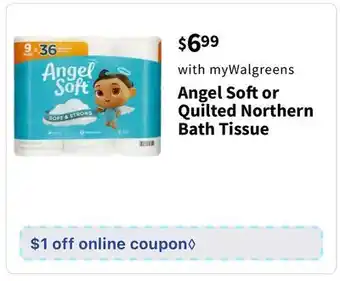 Walgreens Angel Soft or Quilted Northern Bath Tissue offer