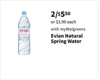 Walgreens Evian Natural Spring Water offer