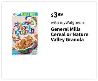 Walgreens General Mills Cereal or Nature Valley Granola offer