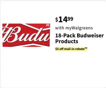 Walgreens 18-Pack Budweiser Products offer
