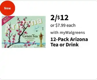 Walgreens 12-Pack Arizona Tea or Drink offer
