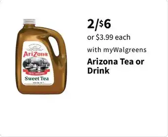 Walgreens Arizona Tea or Drink offer